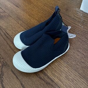 Blue and White Sneakers with Slip-On Design and Rubber Sole